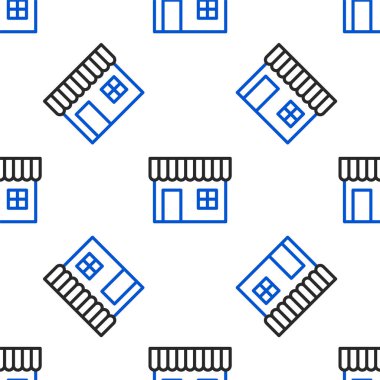 Hat Alışveriş binası ya da market simgesi beyaz arka planda izole edilmiş pürüzsüz desen. Dükkan inşaatı. Renkli taslak konsepti. Vektör.