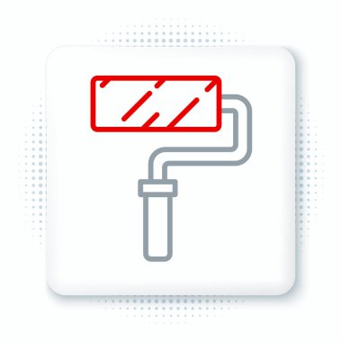 Çizgi boyası fırça simgesi beyaz arkaplanda izole edildi. Renkli taslak konsepti. Vektör.