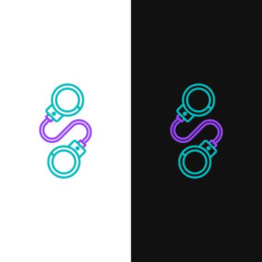 Kelepçe çizgisi simgesi beyaz ve siyah arkaplanda izole edildi. Renkli taslak konsepti. Vektör.