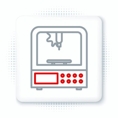 Satır 3D yazıcı simgesi beyaz arkaplanda izole edildi. Renkli taslak konsepti. Vektör.