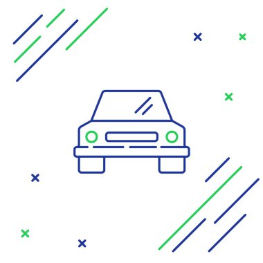 Çizgi Arabası simgesi beyaz arkaplanda izole edildi. Ön manzara. Renkli taslak konsepti. Vektör.