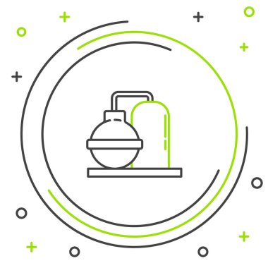 Hat yağı ve gaz endüstriyel yapı ikonu beyaz arka planda izole edildi. Renkli taslak konsepti. Vektör.