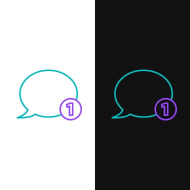 Konuşma balonu sohbet simgesi beyaz ve siyah arkaplanda izole edildi. İleti simgesi. İletişim ya da yorum sohbet sembolü. Renkli taslak konsepti. Vektör.