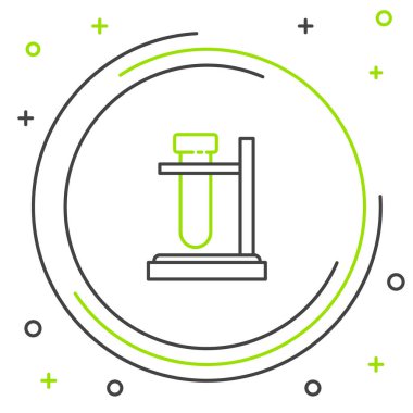 Çizgi Cam test tüpü beyaz arkaplanda izole edilmiş ikon üzerinde. Laboratuvar ekipmanları. Renkli taslak konsepti. Vektör.