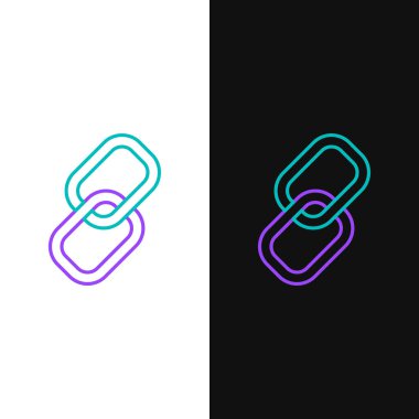 Çizgi Zinciri bağlantısı simgesi beyaz ve siyah arkaplanda izole edildi. Bağlantı bekar. Renkli taslak konsepti. Vektör.