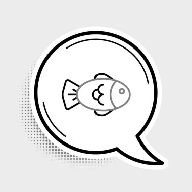 Line Fish simgesi gri arkaplanda izole edildi. Renkli taslak konsepti. Vektör.