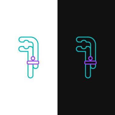 Çizgi klemp aracı simgesi beyaz ve siyah arkaplanda izole edildi. Çilingir aleti. Renkli taslak konsepti. Vektör.