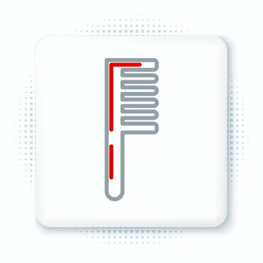 Beyaz arkaplanda çizgi saç fırçası simgesi izole edildi. Taraklı saç işareti. Berber sembolü. Renkli taslak konsepti. Vektör.