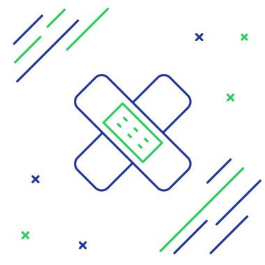 Bandaj alçı simgesi beyaz arkaplanda izole edildi. Tıbbi alçı, yapıştırıcı bandaj, esnek kumaş bandajı. Renkli taslak konsepti. Vektör.