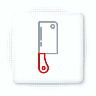 Line Meat helikopter simgesi beyaz arkaplanda izole edildi. Et için mutfak bıçağı. Kasap bıçağı. Mutlu Cadılar Bayramı Partisi. Renkli taslak konsepti. Vektör.