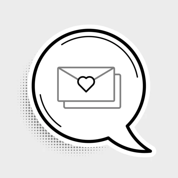 Envelope Linha Com Ícone Coração Valentine Isolado Fundo Cinza Mensagem — Vetor de Stock