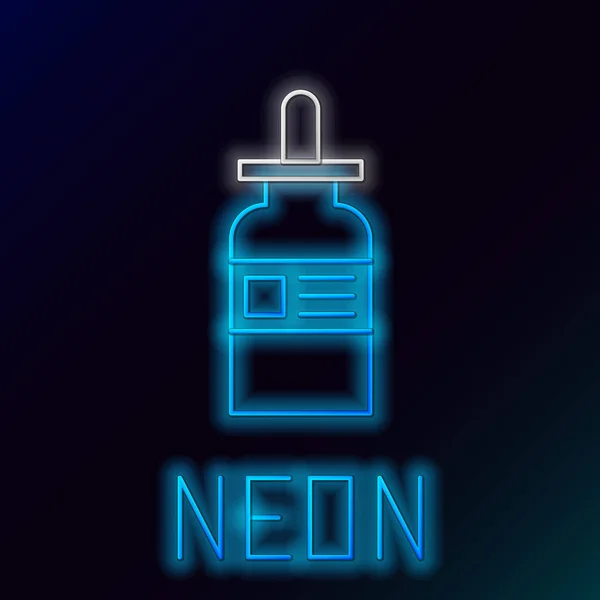 Gloeiende Neon Lijn Glazen Fles Met Een Pipet Pictogram Geïsoleerd — Stockvector