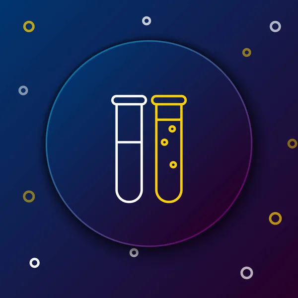 Línea Tubo Ensayo Matraz Icono Prueba Laboratorio Químico Aislado Sobre — Vector de stock