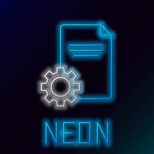 Gloeiende Neon Lijn File Document Pictogram Geïsoleerd Zwarte Achtergrond Aanpassen — Stockvector