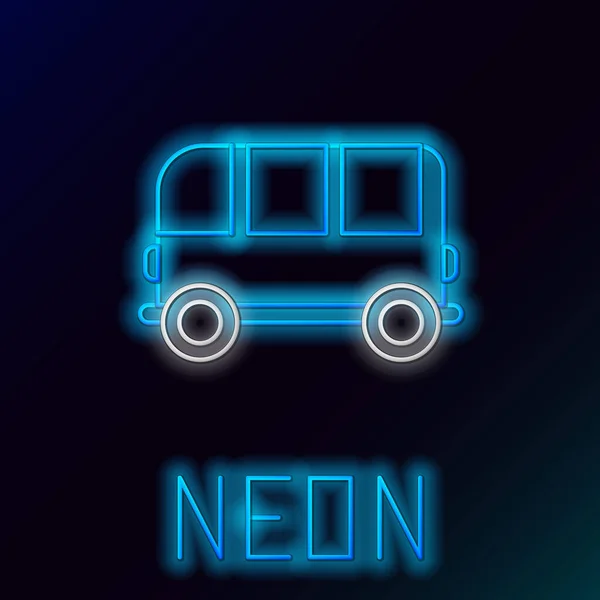 Glowing Neon Line School Bus Icon Isolated Black Background Colorful — Stock Vector