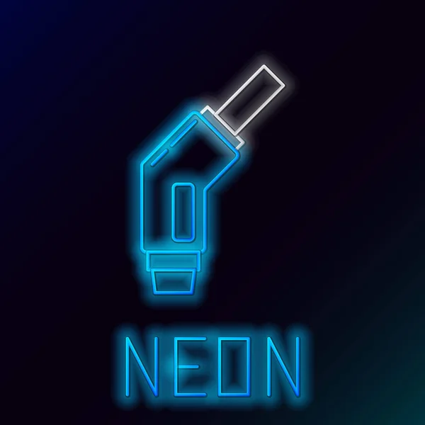 Parlayan Neon Hattı Benzin Pompası Başlık Simgesi Siyah Arkaplanda Izole — Stok Vektör