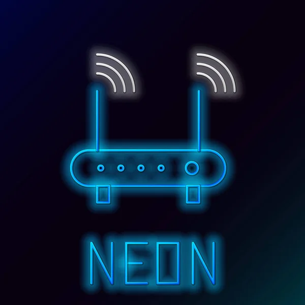 Zářící Neonová Čára Router Symbol Symbol Ikony Izolované Černém Pozadí — Stockový vektor