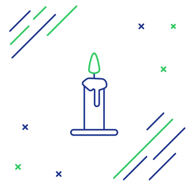 Line Burning Candle Kerzenständer Symbol Isoliert Auf Weißem Hintergrund Zylindrischer — Stockvektor