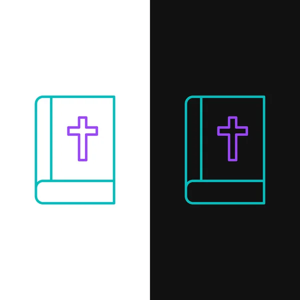 Línea Icono Del Libro Sagrada Biblia Aislado Sobre Fondo Blanco — Vector de stock