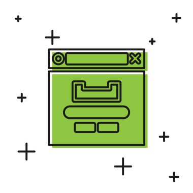 Siyah Tarayıcı pencere simgesi beyaz arkaplanda izole edildi. Vektör İllüstrasyonu.