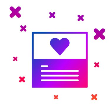 Beyaz arkaplanda izole edilmiş renkli tebrik kartı simgesi. Kutlama için davetiye ya da tebrik kartı şablonu. Kademeli rastgele dinamik şekiller. Vektör.