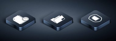 Isometric Belgesini saat, Belge koruma konsepti ve Belge klasörü simgesi ile ayarla. Vektör.