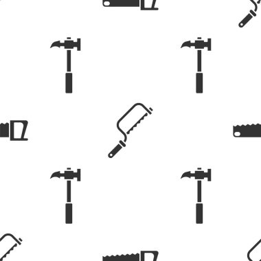 Testere, testere ve pençe çekiçlerini kusursuz şekilde yerleştirin. Vektör.