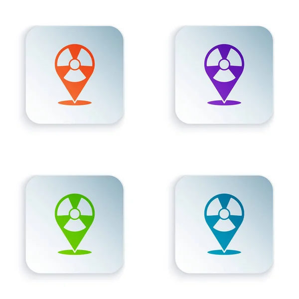 Barva Radioaktivní Umístění Ikony Izolované Bílém Pozadí Radioaktivní Toxický Symbol — Stockový vektor