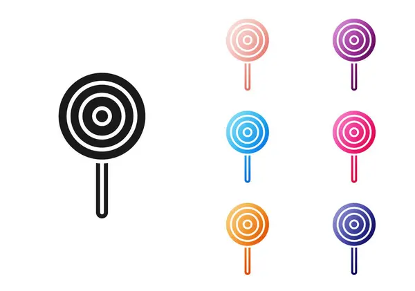 Μαύρο Εικονίδιο Lollipop Απομονωμένο Λευκό Φόντο Πινακίδα Φαγητό Νόστιμο Σύμβολο — Διανυσματικό Αρχείο