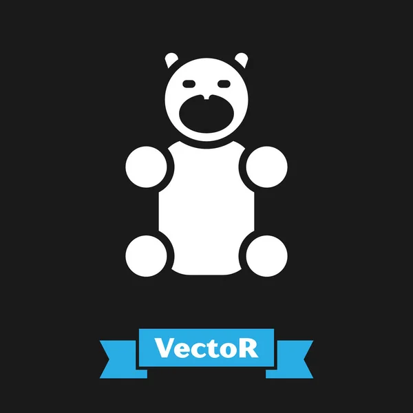 Jalea Blanca Oso Caramelo Icono Aislado Sobre Fondo Negro Vector — Vector de stock