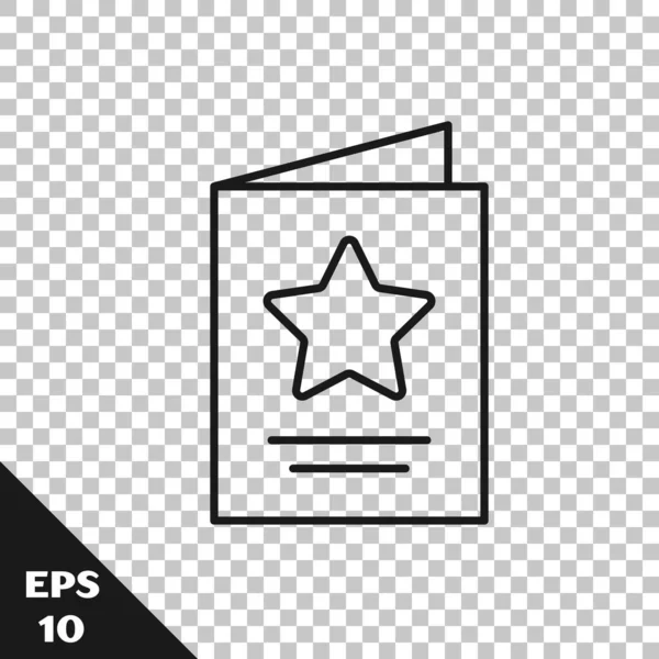 ブラックライン透明な背景に隔離されたグリーティングカードアイコン 招待状やグリーティングカード用のお祝いポスターテンプレート ベクトル — ストックベクタ