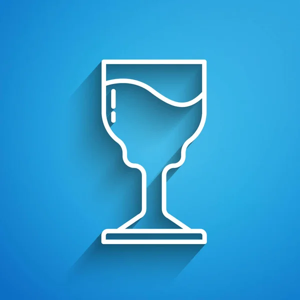 Weiße Linie Weinglas Symbol Isoliert Auf Blauem Hintergrund Weinglas Ikone — Stockvektor