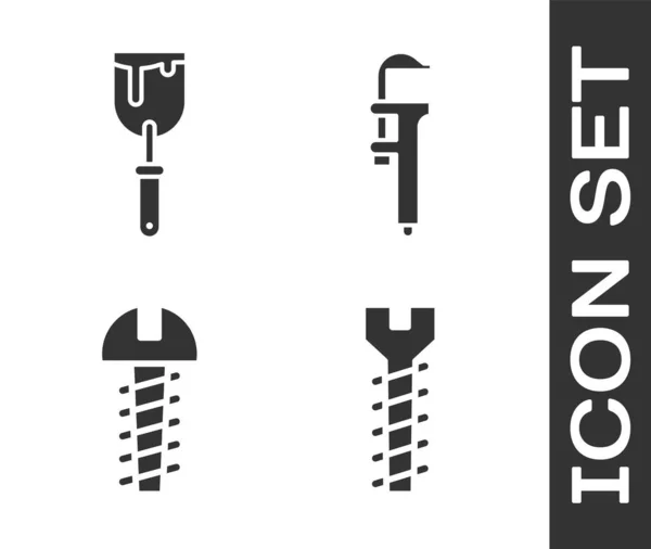 Set Tornillo Metálico Cuchilla Masilla Tornillo Metálico Pinza Pinza Icono — Vector de stock