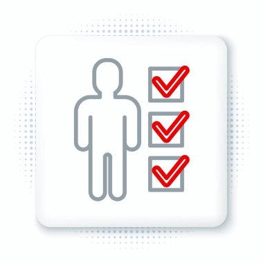 Takım elbiseli adam çizgisi kullanıcısı beyaz arka planda izole edilmiş. İş simgesi kullanıcı profili simgesi simgesi. Erkek kullanıcı işareti. Renkli taslak konsepti. Vektör.