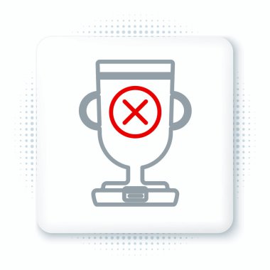 Beyaz arkaplanda çizgi ödülü ikonu izole edildi. Galibiyet ödülü sembolü. Şampiyonluk ya da yarışma kupası. Spor başarısı işareti. Renkli taslak konsepti. Vektör.