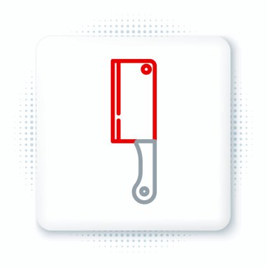 Line Meat helikopter simgesi beyaz arkaplanda izole edildi. Et için mutfak bıçağı. Kasap bıçağı. Renkli taslak konsepti. Vektör.