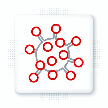 Beyaz arkaplanda çizgi bakteri simgesi izole edildi. Bakteriler ve mikroorganizmalar, sebep olan mikroorganizma hastalıkları, hücre kanseri, mikrop, virüs, mantar. Renkli taslak konsepti. Vektör.