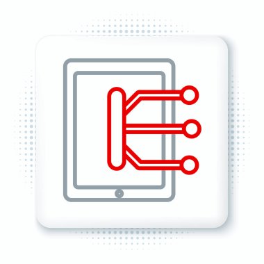 Satır Tableti simgesi beyaz arkaplanda izole edildi. Renkli taslak konsepti. Vektör.