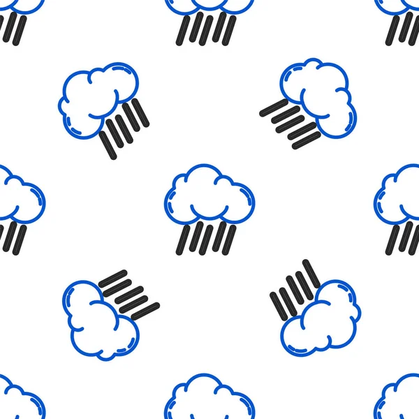 Line Cloud with rain icon isolated seamless pattern on white background. Rain cloud precipitation with rain drops. Colorful outline concept. Vector.