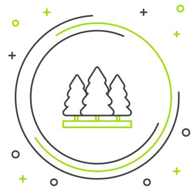 Beyaz arka planda izole edilmiş çizgi Noel ağacı simgesi. Mutlu Noeller ve mutlu yıllar. Renkli taslak konsepti. Vektör.