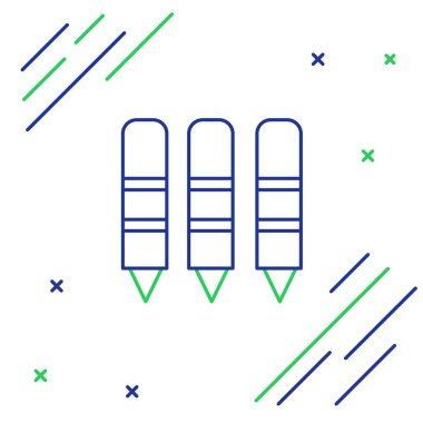 Beyaz arkaplana izole edilmiş simge çizmek için çizgi cilası boyaları. Renkli taslak konsepti. Vektör.