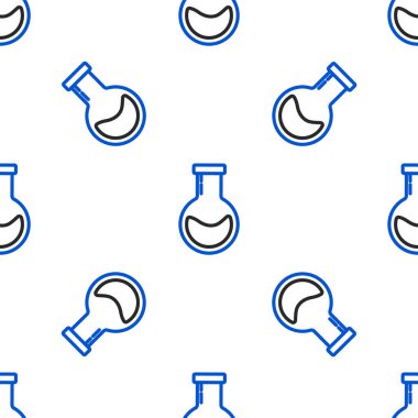 Çizgi Test tüpü ve matarası - kimyasal laboratuvar test ikonu beyaz arka planda izole edilmiş kusursuz desen. Laboratuvar cam levhası. Renkli taslak konsepti. Vektör.