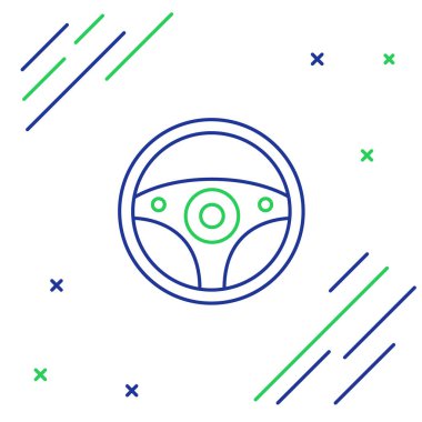 Direksiyon simgesi beyaz arkaplanda izole edildi. Araba tekeri ikonu. Renkli taslak konsepti. Vektör.