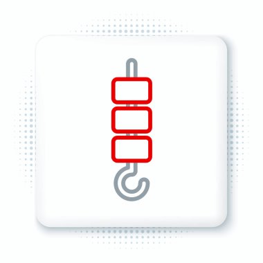 Beyaz arka planda izole edilmiş ızgara şiş kebap. Şiş çubukta et kebabı. Izgara etle piknik. Renkli taslak konsepti. Vektör.