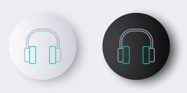 Gri arkaplanda hat kulaklığı simgesi izole edildi. Kulaklıklar. Müzik, hizmet, iletişim ve operatör konsepti. Renkli taslak konsepti. Vektör.