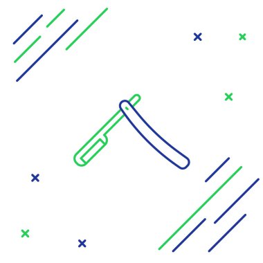 Düz çizgi jilet simgesi beyaz arkaplanda izole edildi. Berber dükkanı sembolü. Renkli taslak konsepti. Vektör.