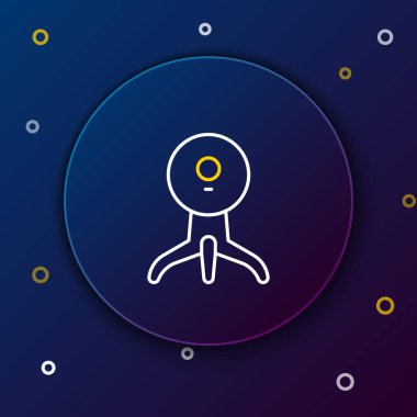 Hat web kamera simgesi mavi arkaplanda izole edildi. Sohbet kamerası. Web kamerası simgesi. Renkli taslak konsepti. Vektör.