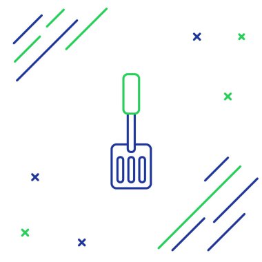 Spatula çizgisi simgesi beyaz arkaplanda izole edildi. Mutfak spatula ikonu. Barbekü spatula işareti. Barbekü ve ızgara aleti. Renkli taslak konsepti. Vektör.