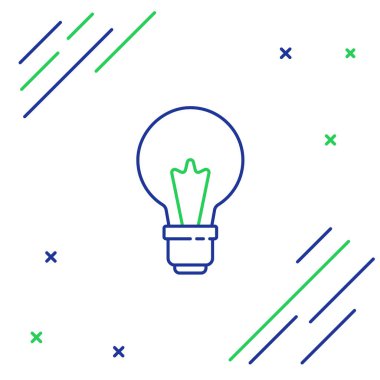 Beyaz arkaplanda izole edilmiş fikir simgesi konseptine sahip çizgi lambası. Enerji ve fikir sembolü. İlham konsepti. Renkli taslak konsepti. Vektör.