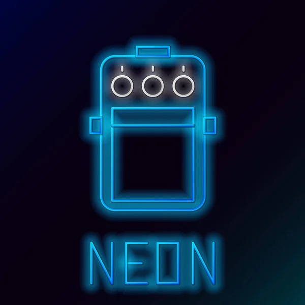 Glowing Neon Line Guitar Pedal Icon Isolated Black Background Musical — Stock Vector